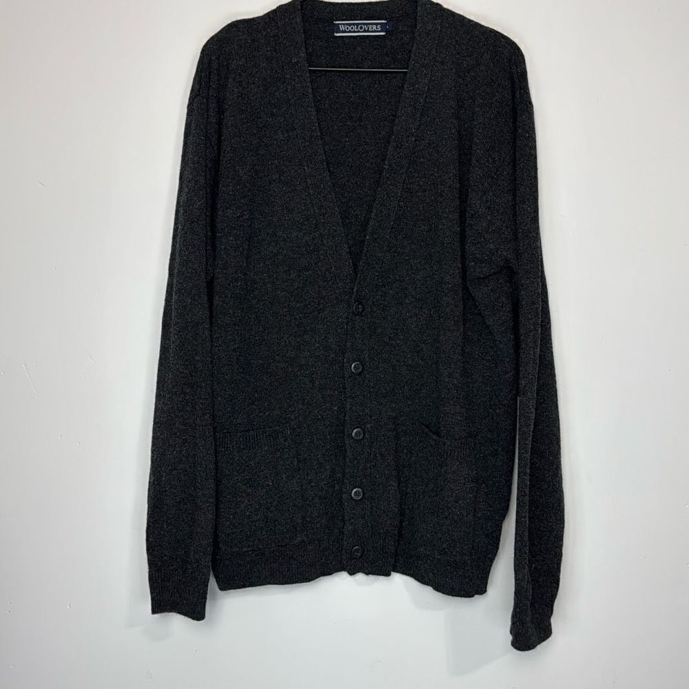WoolOvers Pure Wool Gray V Neck Cardigan L